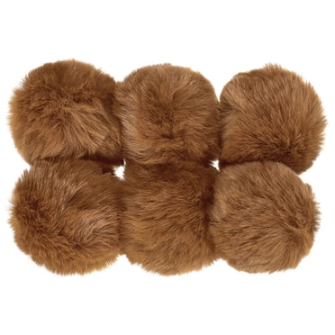 Unique Bargains Faux Fur Pom Poms for Hats, Fluffy Soft Fur Poms Balls, Brown 6Pack