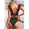 thumbnail image 2 of Cupshe Maillot de Bain une Pièce Noir à Volants à Lacets pour Femme, m, 2 of 4