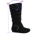 thumbnail image 2 of Women's Casual Flat Heel Side Zip Wide Calf Knee High Mid-Calf Boots Shoes ( Black, 7.5 ), 2 of 5