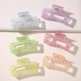 thumbnail image 4 of 2 Pack Hair Claw Clips Tortoise Barrettes Rectangle Shape Clips Fashion Colorful Hair Clips 2.17 Inch Sequins Hair Jaw Clips Matte Rectangle Nonslip Clip, 4 of 4