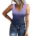 thumbnail image 1 of Mrat Women Summer Stretch Slim Round Neck Ribbed Tank Basic Gradient Tops Long Tank Tops for Women S-30 Purple L, 1 of 6