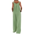 thumbnail image 2 of Kmbangi Women’s Casual Button Wide Leg Suspender Overalls with Pockets Fashion Solid Color Jumpsuit, 2 of 9