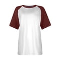 thumbnail image 3 of Womens Summer Raglan T-Shirts Color Block Plus Size Baseball Tees Casual Short Sleeve Loose Pullover Wine, 5XL, 3 of 5