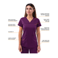 thumbnail image 4 of Adar Scrub Set for Women - Curved V-Neck Scrub Top & Tapered Drawstring Scrub Pants - 4402 - Eggplant - M, 4 of 8