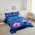 thumbnail image 3 of Erosebridal Pink Lotus Bedding Full Comforter Set, Lake Landscape Down Comforter, Japanses Style Decor, Reversible 3pcs, 3 of 7