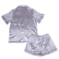 thumbnail image 2 of Women’s Short Sleeve Button Down Silky Satin Pajamas For Adults - 2 Piece Shorts Set, Sizes Small To X-Large, 2 of 4