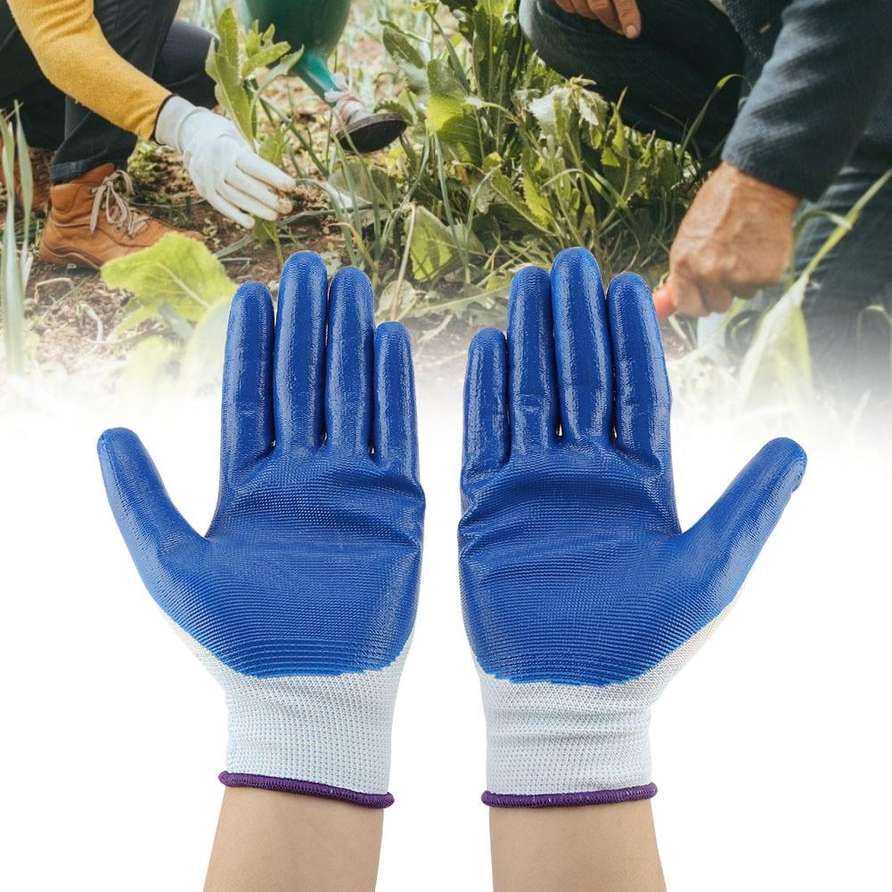 Tbest 1Pair Nitrile Rubber Gardening Work Gloves Working Protection Gloves Handling Gloves