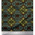 thumbnail image 1 of Soimoi Brown polyester Crepe Fabric Moroccan Damask Fabric Prints By Yard 42 Inch Wide, 1 of 3