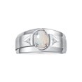 thumbnail image 1 of RYLOS Men's Rings Sterling Silver Classic 7X5MM Oval Gemstone & Diamond Ring Opal October Birthstone Rings For Men, Men's Rings, Silver Rings, Size 10, 1 of 7
