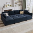thumbnail image 4 of HONBAY Velvet Oversized Sleeper Sofa Bed with Storage and Reversible Chaises for Living Room and Apartment, Navy Blue, 4 of 7