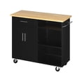 thumbnail image 3 of Walsunny 42" Kitchen Island Cart with Storage,Rolling Kitchen Island Side Table on Wheels with Large Worktop,Storage Cabinet,Towel Rack and Drawers,Black, 3 of 9
