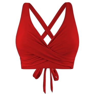 New & Trending NMMUED Bikini Top, Push Up Bikini Top, Padded Bikini Top, Full Coverage Bikini Top, Bathing Suit Tops for Women, Red M