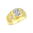 thumbnail image 3 of RYLOS Men's Rings 14K Yellow Gold Designer Nugget Ring Oval 9X7MM Gemstone & Diamonds  White Topaz April Birthstone Rings For Man Size 9, 3 of 7