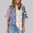 thumbnail image 2 of Pisexur Hauts d'Été pour Femmes Mode Décontractée Manches Courtes Col Rond T-Shirts Confortables Amples Surdimensionnés Imprimé Floral Blouses Hauts Mode T-Shirts Imprimés Graphiques Grande Taille Tops de Sortie S-5TG, 2 of 7