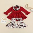 thumbnail image 2 of MesaSe Toddler Baby Girls Spring Princess Flare Pants Set O-Neck Ruffles Tops + Bell Bottom Pants Headband, 2 of 6