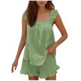 thumbnail image 2 of Jusqu'à 30 % de Rabais, Mode Femme Col Rond, Manches Courtes Unies Décontractées, Ensembles de Shorts de Sortie, Ajustement Confortable, Tenue Polyvalente, Usage Quotidien, Ceinture Élastique, Tissu Extensible Pièce Incontournable, 2 of 8