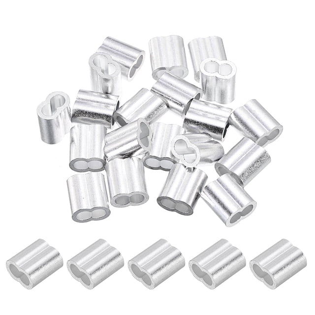 Unique Bargains 5/32' Aluminum Crimping Loop Sleeves, for Wire Rope Sleeves, Silver Tone 42 Pcs