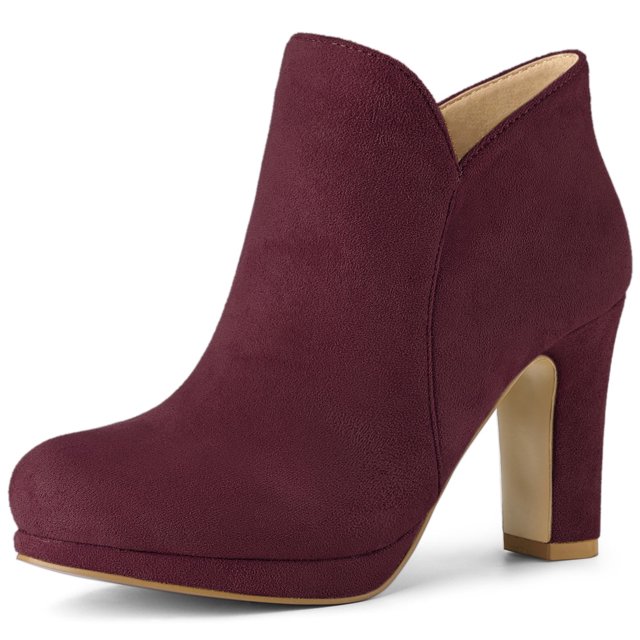 Unique Bargains Bottes à Talon Épais à Bout Rond pour Femmes