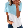 thumbnail image 3 of T-shirt pour Femmes à Blocs de Couleur à Manches Courtes Blouse Décontractée pour Femmes Haut pour Femmes à Col Rond Haut à Manches Courtes pour Femmes Blouse, Bleu, P, 3 of 7