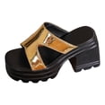 thumbnail image 2 of IUJSOY Chunky Heels for Women Platform Sandals Square Open Toe Wedges Slip on Summer Slippers, 2 of 9