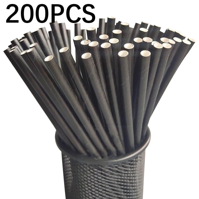 Teissuly Disposable Degradable Paper Straw Beverage Party Dessert Cake Decoration(200pc)