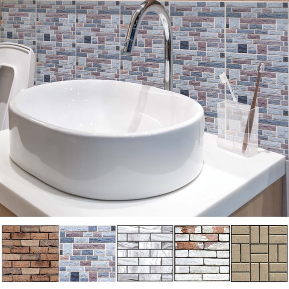 Sentmoon Autocollants Muraux Déco Autocollants Muraux Imperméables Autocollants de Carreaux Auto-Adhésifs Déco de Cuisine Salle de Bain Papier Peint Pelable et Autocollant Résistant à l'Huile Décalque de Dosseret Retrait Facile Revêtement Mural Simulation