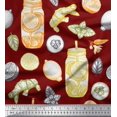thumbnail image 1 of Soimoi Rayon Fabric Lemon Slice Jar,Cucumber & Ginger Vegetable Decor Fabric Printed Yard 56 Inch Wide, 1 of 3