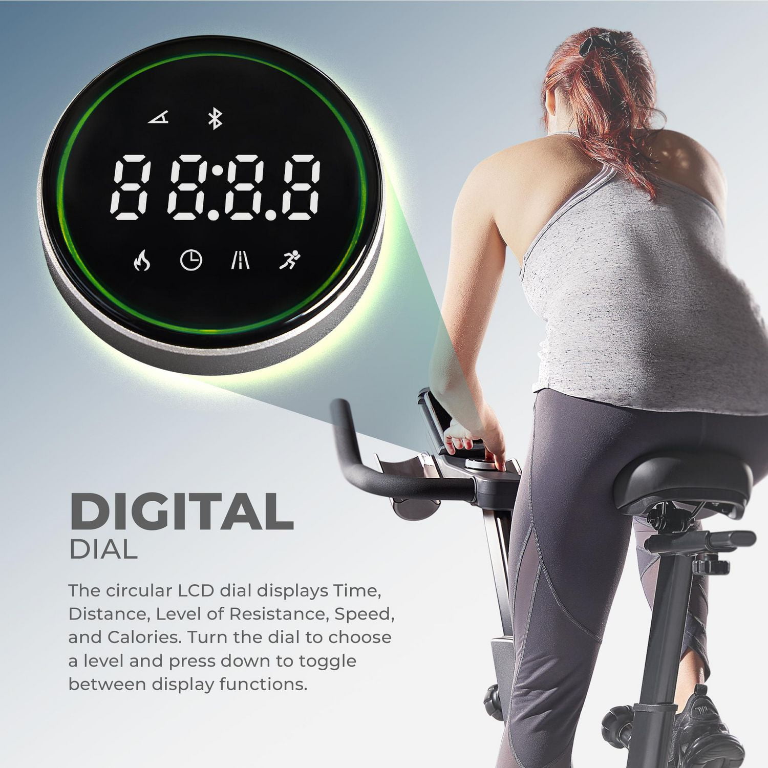 Sunny Health & Fitness TRYDEN Premium Connected Cycle Bike with 16-Level Electromagnetic Resistance, Digital LCD Dial & Exclusive SunnyFit® App Enhanced Bluetooth Connectivity - SF-B122049