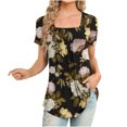 thumbnail image 2 of SMihono Hauts pour Femmes Été Chic Décontracté Mode Femme Imprimé Décontracté Col Rond Manches Courtes T-Shirt Ample Blouse Hauts T-Shirt Oversize pour Femmes, 2 of 5