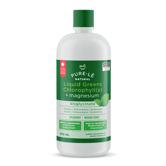Pure-lē Verdures Liquides Naturelles + Bisglycinate de Magnésium (Saveur Menthe Verte)