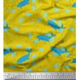 thumbnail image 1 of Soimoi Moss Georgette Fabric Fishing Hook,Fish & Whale Ocean Decor Fabric Printed Yard 42 Inch Wide, 1 of 3