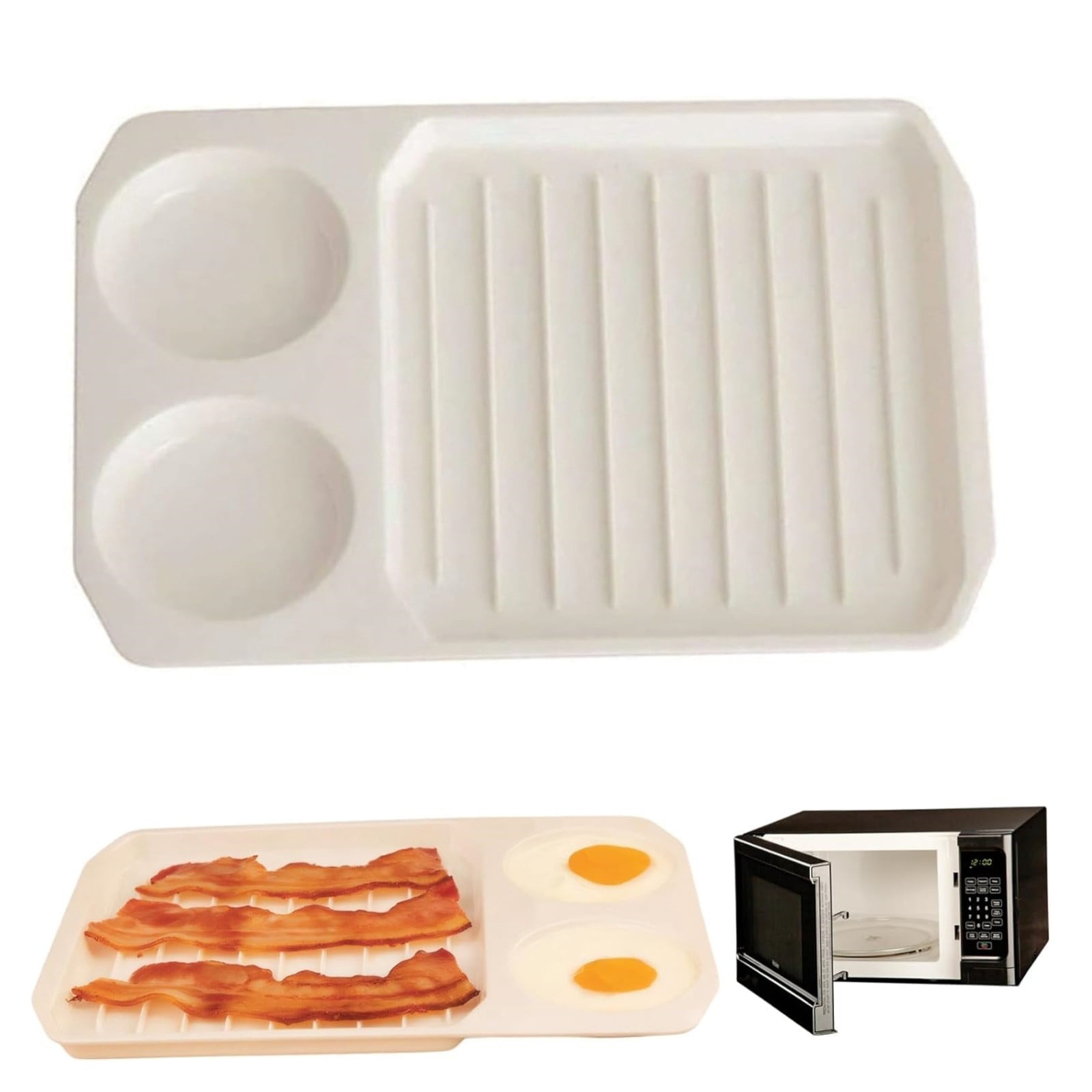 Discounted Stock! Two-In-One Microwave Oven, White, 10.92*7.8*0.7In, Plastic One Piece Two in One Microwave Oven Relocy