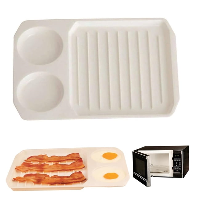 Discounted Stock! Two-In-One Microwave Oven, White, 10.92*7.8*0.7In, Plastic One Piece Two in One Microwave Oven Relocy