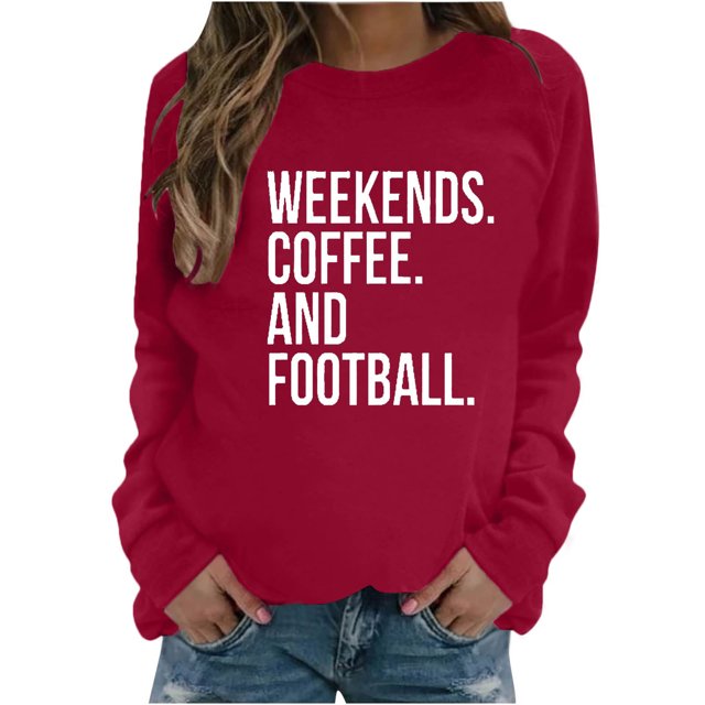 Pisexur Chandails en Molleton pour Femmes Imprimé Graphique Lettre Chandails en Molleton de Football pour Femmes Chandails en Molleton d'Automne Décontractés Col Rond Chandails en Molleton Manches Longues pour Femmes Blouses Coupe Ample Pull Tops