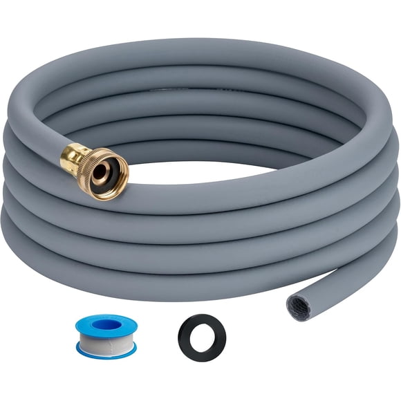 12FT Dehumidifier Drain Hose with 3/4” FHT Brass Rustproof Connector, Versatile Drain Hose Perfectly Compatible with most Dehumidifiers and 3/4” external thread outlet, No Leak (Grey, 12FT)