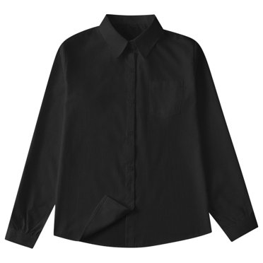 Kaemgyyd 10-16 Ans Ados Enfants Chemises Habillées à Manches Longues pour Garçon Unies Boutonnées Décontractées Hauts Unisexe Enfants Filles Blouse à Poche