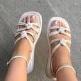 thumbnail image 1 of Mefallenssiah Women'S Solid Color Comfortable Slippers Round Head Button Up Beach Sandals, 1 of 4