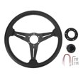 thumbnail image 2 of Universal Racing Steering Wheel, 14in Car Steering Wheel, 6 Bolts Auto Driving Wheel, PU & Aluminum Steering Wheel with Horn Button, 2 of 7