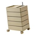 thumbnail image 2 of DOLITY Rolling Storage Cabinet 5 Tier Rotating Storage Cart for Kitchen Dorm Office Khaki, 2 of 9
