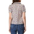 thumbnail image 3 of INSPIRE CHIC Blouse Boutonnée pour Femme à Manches Courtes Bouffantes Col Rabattu Haut en Coton à Motif Floral TG Violet, 3 of 6