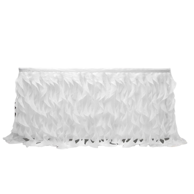 relayinert Table en Tulle Blanche pour Douche Nuptiale Fête, Matériau de Table à Volants, Facile à Installer, 185x77 cm, Table Circulaire Blanche Convenable
