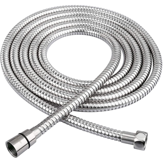 Shower Hose Stainless Steel Extra Long Shower Hose Replacement Handheld Shower Head Hose Extension. Made from premium 304 stainless steel with a corrosion-resistant finish. Features a 360-degree anti-wrap design for flexibility and no kinking. Includes non-toxic EPDM inner pipe suitable for high-pressure and high-temperature environments. Both ends have G1/2 brass connectors compatible with most shower heads. Comes with 4 washers for secure, leak-resistant installation.