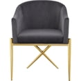 thumbnail image 3 of Meridian Furniture Xavier Chaise de Salle à Manger en Velours Gris, 3 of 5