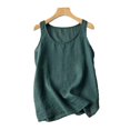 thumbnail image 2 of Yuyuzo Débardeurs pour Femmes en Coton et Lin Col Ras du Cou Camisoles Chemises Sans Manches Blouses Été Débardeur Basique, 2 of 4
