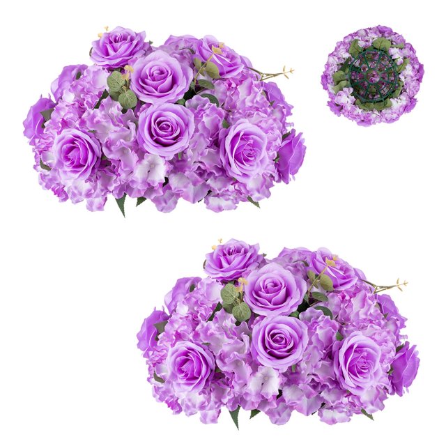 CHOK Artificial Flower Kissing Balls for Wedding Table Centerpieces 10Pcs 14.2 Large White Fake Roses Hydrangea Flower Arrangement