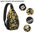 thumbnail image 3 of Yellow Floral Sunflower Pattern Sling Backpack, Boho Country Crossbody Shoulder Bag with Wildflower Bloom and Rustic Summer Design Daypack, 3 of 6