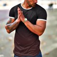 thumbnail image 3 of BOBOGOJP T-Shirts à Col Rond pour Hommes, Manches Courtes, Coupe Ajustée (Brun, 3TG), 3 of 4
