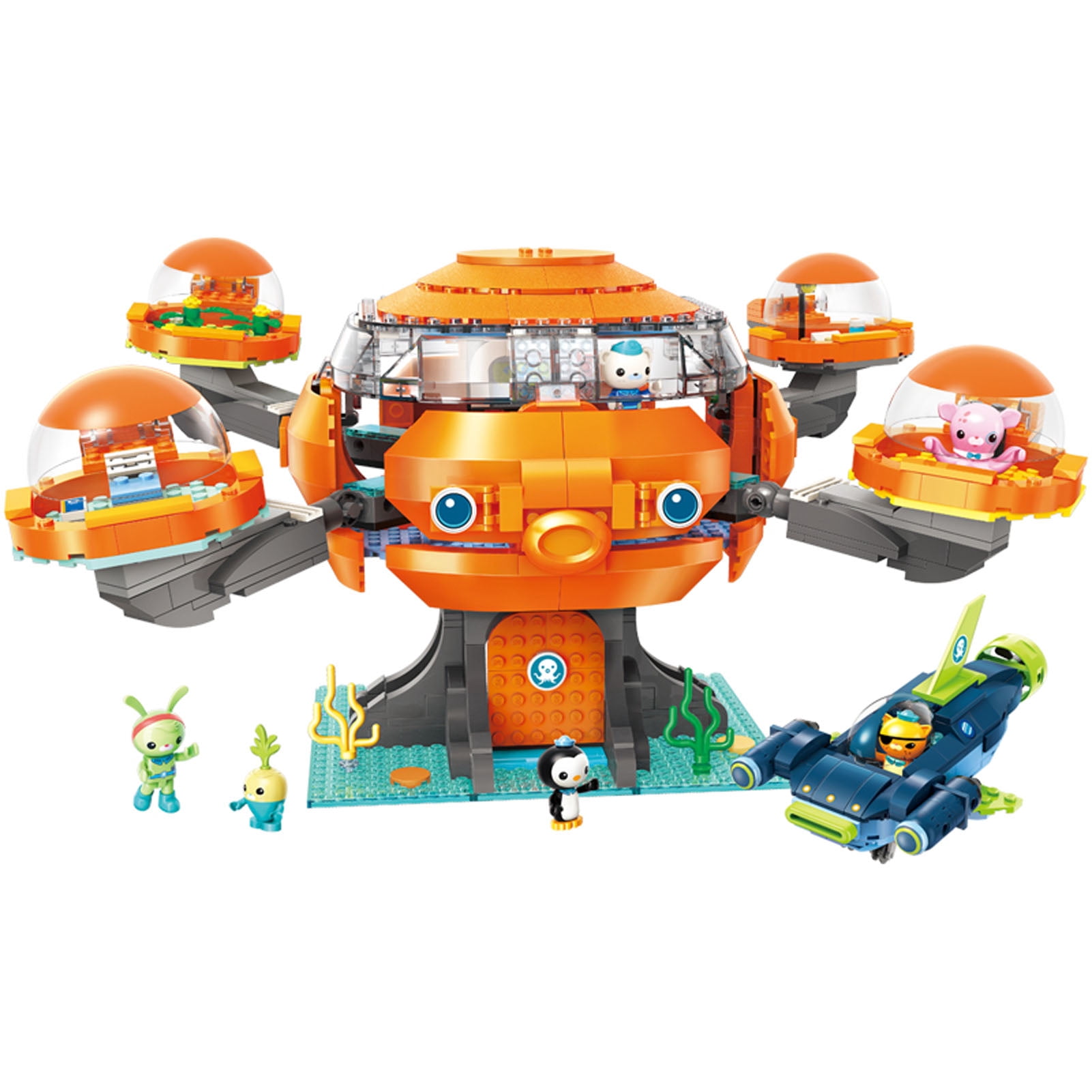 for Age 8+ Octonauts Building Block Octopod Playset Cup-Q Hammerhead Shark Vehicle & Barnacles kwazii Peso Tweak Inkling Vegimals 921pcs Building Brick Set-Without Original Box