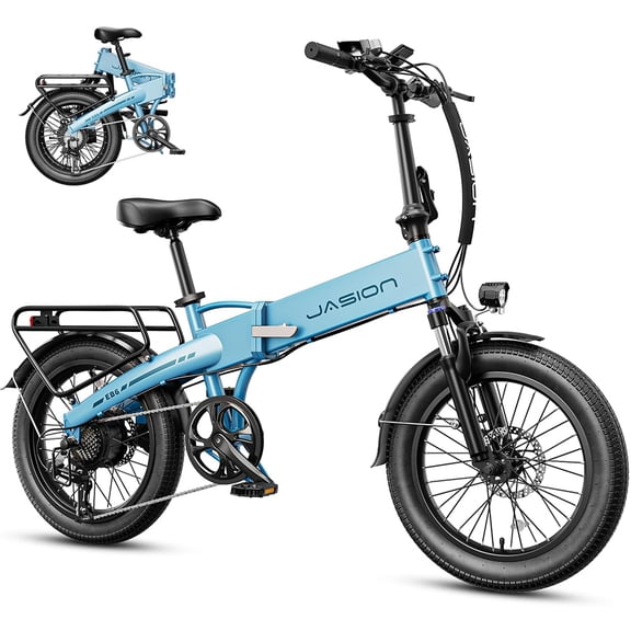 Jasion EB6 Electric Bike for Adults, 1000W Peak Motor Foldable Ebike with 374Wh Built-in Removable Battery, Aluminum 20" Fat Tire Electric Bicycle, 23MPH 7-Speed Ebike UL2849