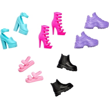 Barbie Doll Accessories, 5 Pairs of Shoes Including Heels, Sneakers & Sandals